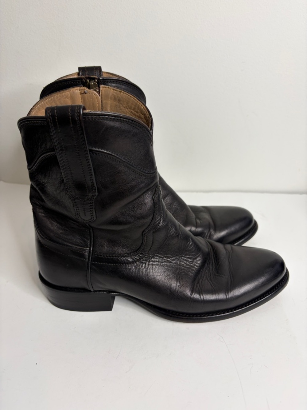 Tecovas Boots The Dean Mens 8.5 D Black Leather Zip Cowboy Western Dress Modern